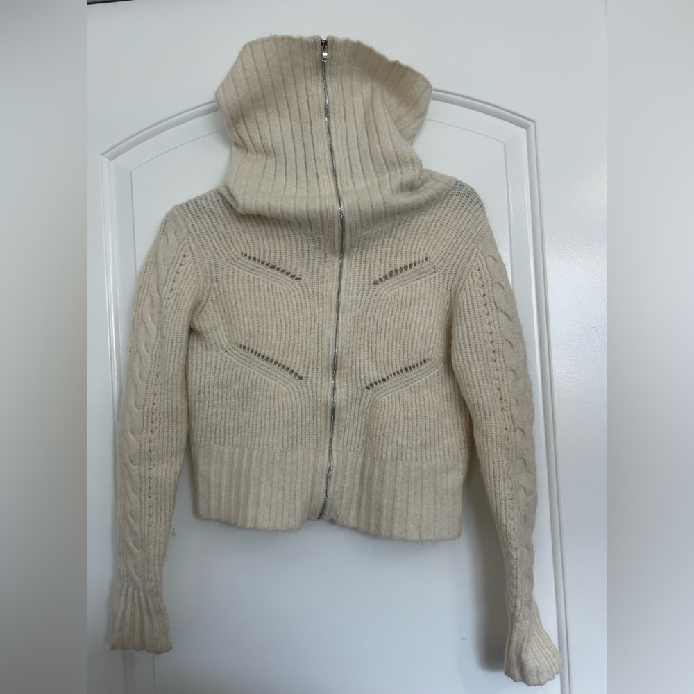 Bailey 44 Annika Cream Zip Up Cowl Neck Sweater Top size small chic - Picture 8 of 9